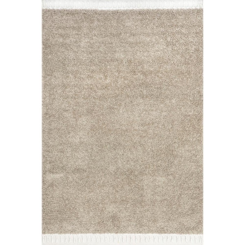 StyleWell Neva Modern Tasseled Shag Area Rug Beige 5′ 3