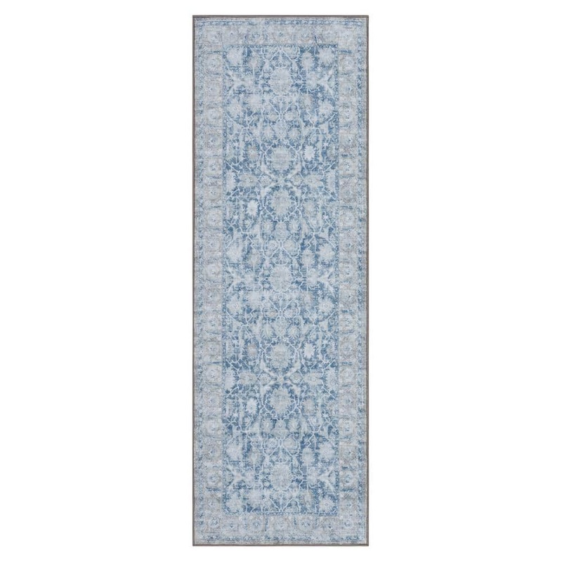 StyleWell Paloma Blue 2 ft. 7 in. x 7 ft. 10 in. Ornamental Indoor Runner Rug 965495