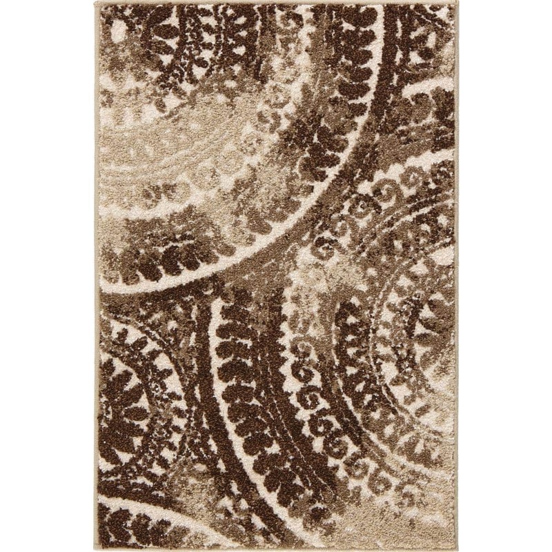 StyleWell Spiral Medallion 3 ft. x 5 ft. Ivory/Brown Geometric Area Rug 55313