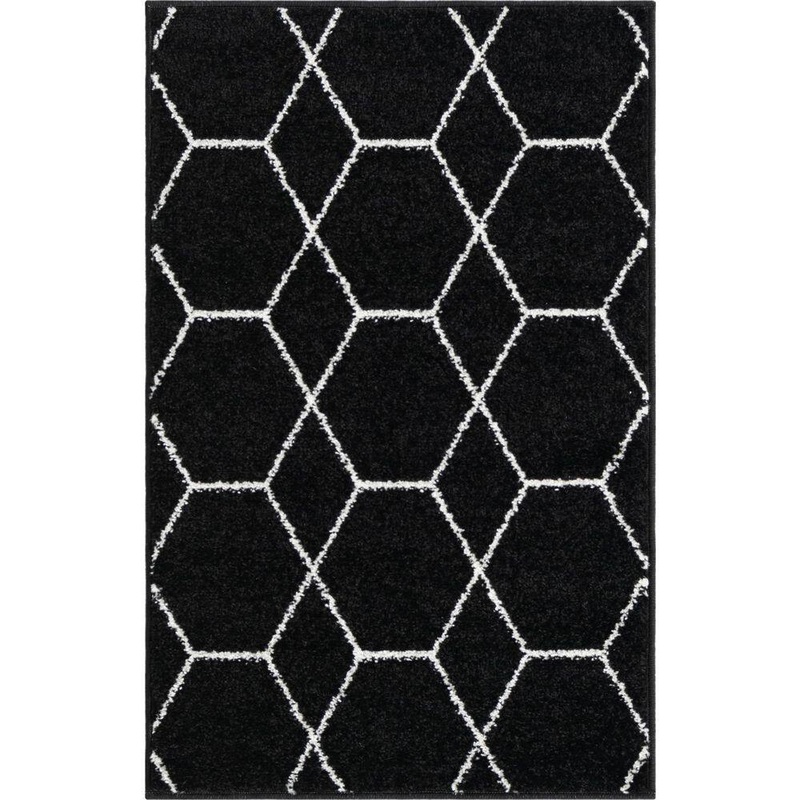 StyleWell Trellis Frieze Black Doormat 2 ft. x 3 ft. Geometric Area Rug 3146680