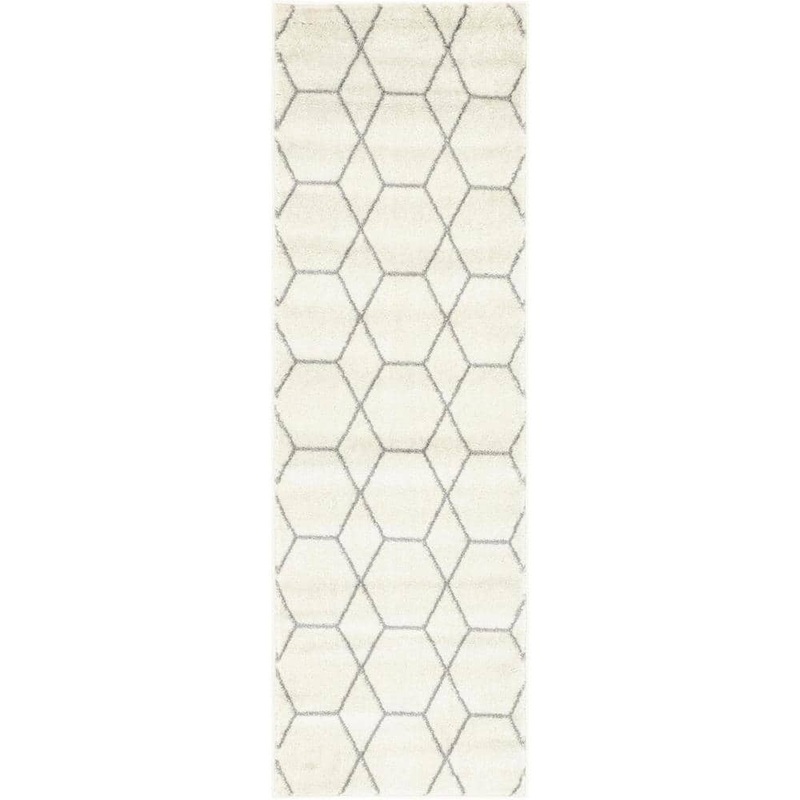 StyleWell Trellis Frieze Ivory/Gray 2 ft. x 6 ft. Geometric Runner Rug 3145473