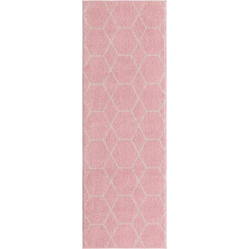 StyleWell Trellis Frieze Light Pink/Ivory 2 ft. x 6 ft. Geometric Runner Rug 3145477