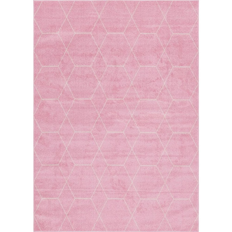 StyleWell Trellis Frieze Light Pink/Ivory 7 ft. x 10 ft. Geometric Area Rug 3146524