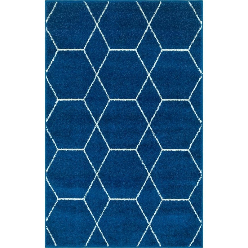 StyleWell Trellis Frieze Navy Doormat 2 ft. x 3 ft. Geometric Area Rug 3146477