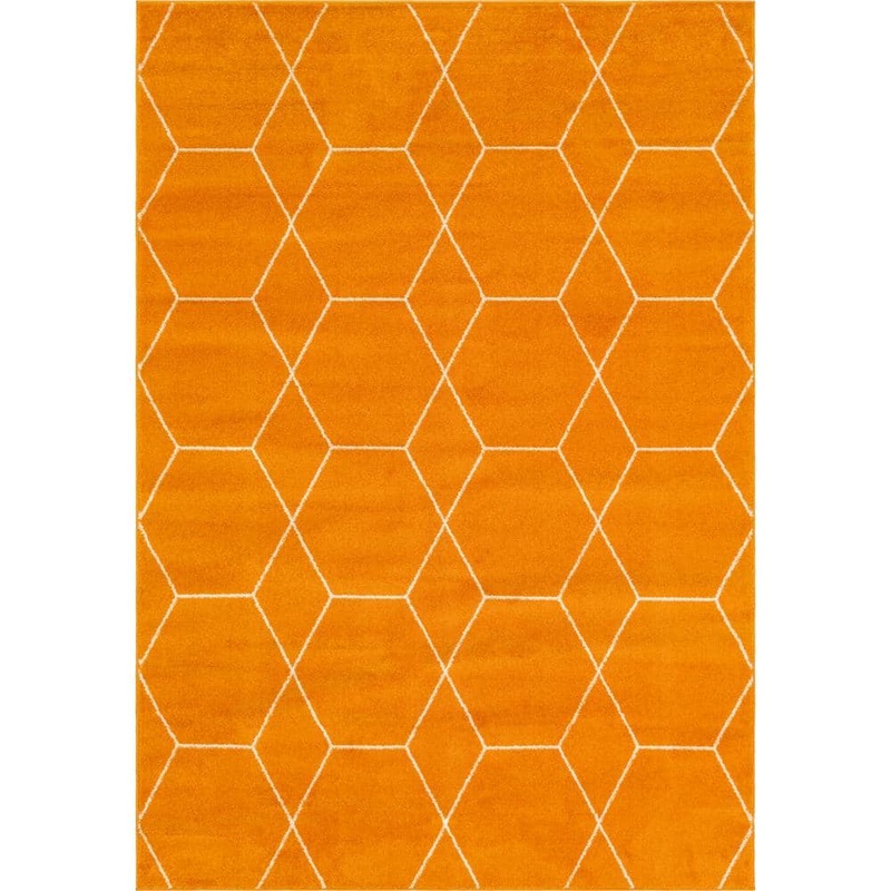 StyleWell Trellis Frieze Orange/Ivory 4 ft. x 6 ft. Geometric Area Rug 3146694