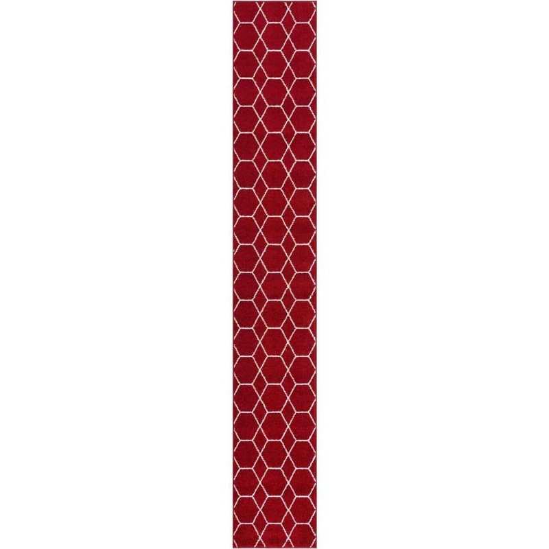 StyleWell Trellis Frieze Red/Ivory 2 ft. x 13 ft. Geometric Runner Rug 3146668