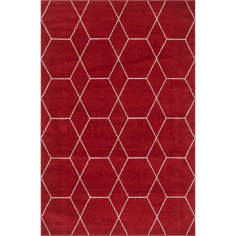 StyleWell Trellis Frieze Red/Ivory 6 ft. x 9 ft. Geometric Area Rug 3146660