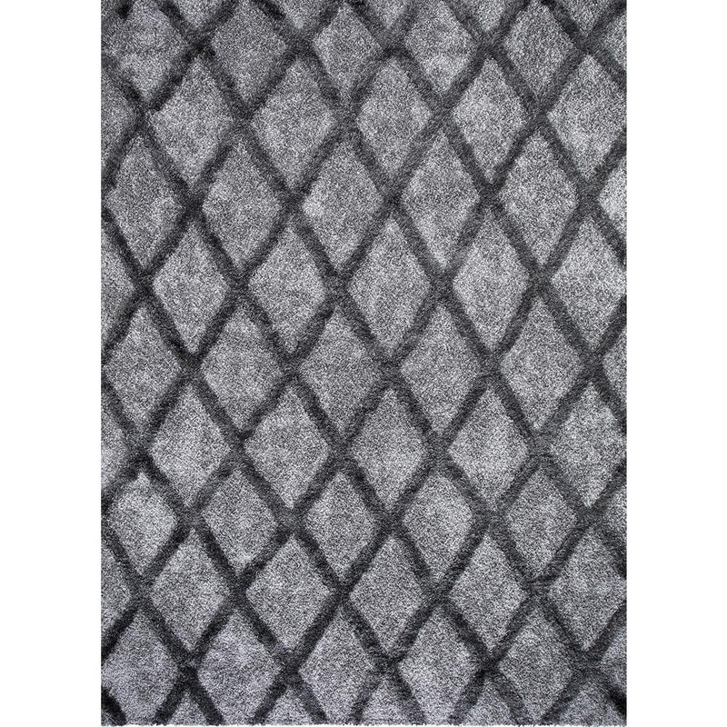 StyleWell Valencia 9 ft. x 13 ft. Gray Trellis Shag Area Rug 19868