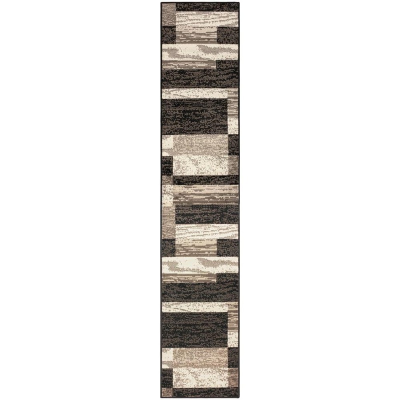 SUPERIOR Rockwood Chocolate 2 ft. 7 in. x 10 ft. Geometric Patchwork Polypropylene Area Rug 2.6X10RUG-ROCKWOOD-CH