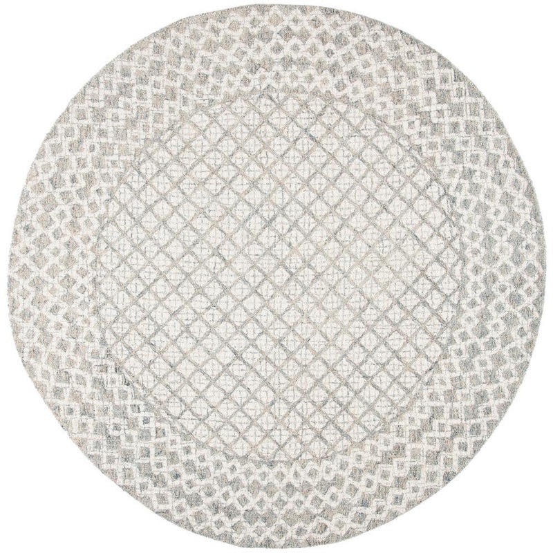 SAFAVIEH Abstract Ivory/Gray 8 ft. x 8 ft. Geometric Distressed Round Area Rug ABT203F-8R