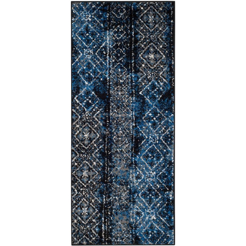 SAFAVIEH Adirondack Blue/Black 3 ft. x 6 ft. Border Runner Rug ADR111A-26