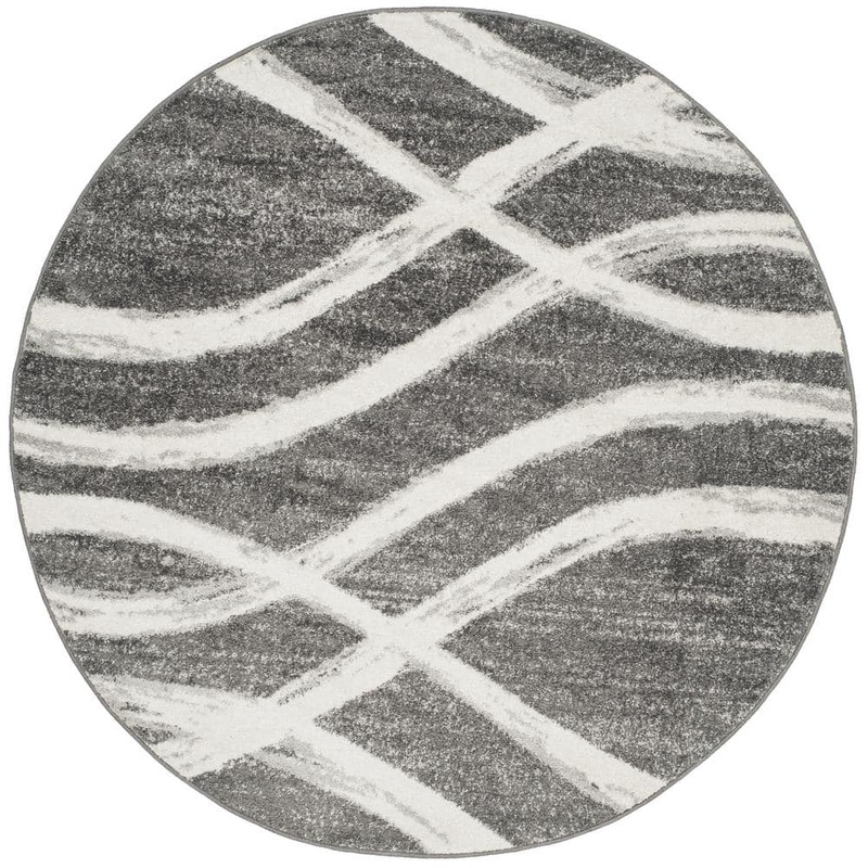 SAFAVIEH Adirondack Charcoal/Ivory 4 ft. x 4 ft. Round Striped Area Rug ADR125R-4R