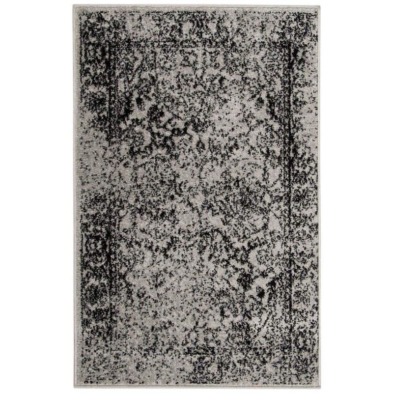 SAFAVIEH Adirondack Grey/Black Doormat 3 ft. x 4 ft. Border Area Rug ADR109B-24