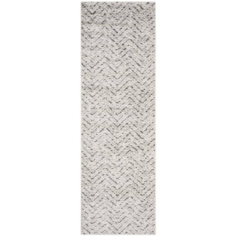 SAFAVIEH Adirondack Ivory/Charcoal 3 ft. x 22 ft. Chevron Marle Runner Rug ADR104N-222