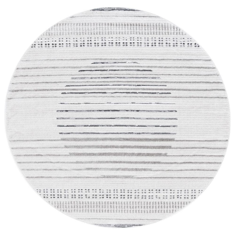 SAFAVIEH Alamo Ivory/Gray 7 ft. x 7 ft. Modern Geometric Round Area Rug ALM774F-7R