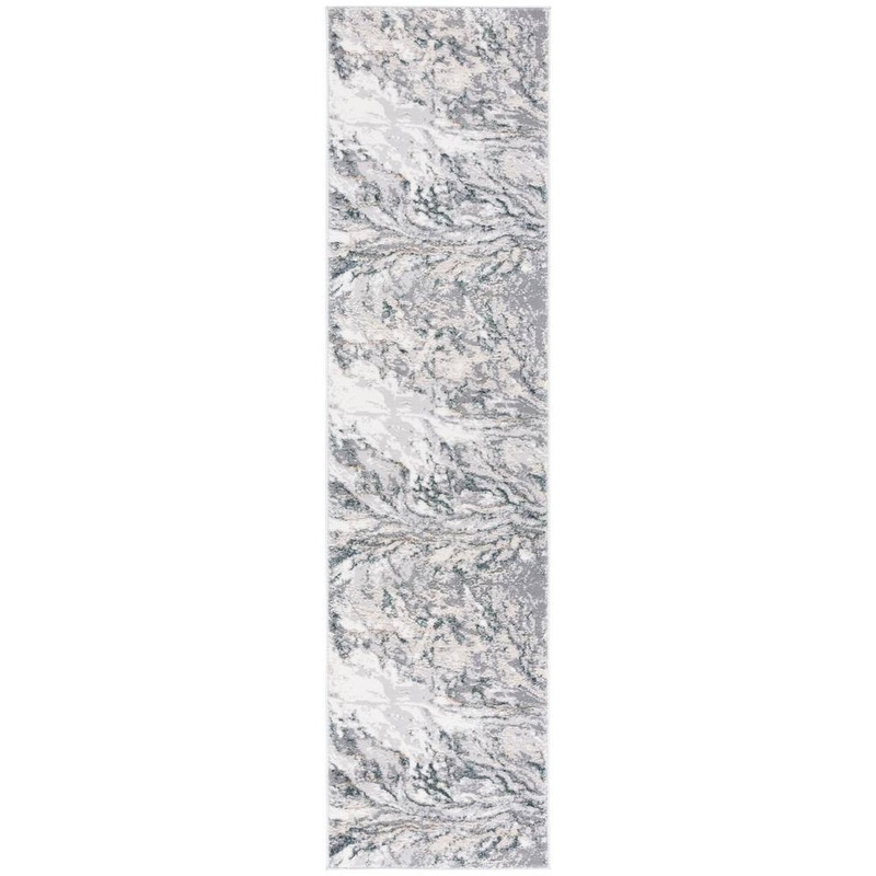 SAFAVIEH Alenia Gray/Blue 2 ft. x 8 ft. Abstract Marle Runner Rug ALN105F-28