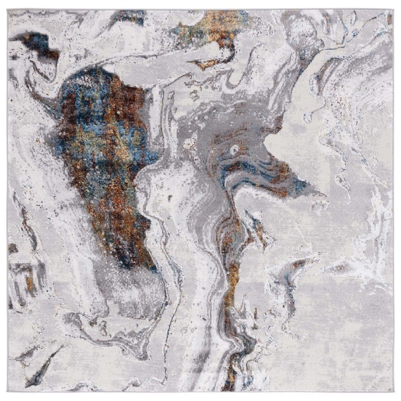 SAFAVIEH Amelia Blue 7 ft. x 7 ft. Abstract Gradient Striped Square Area Rug ALA277K-7SQ