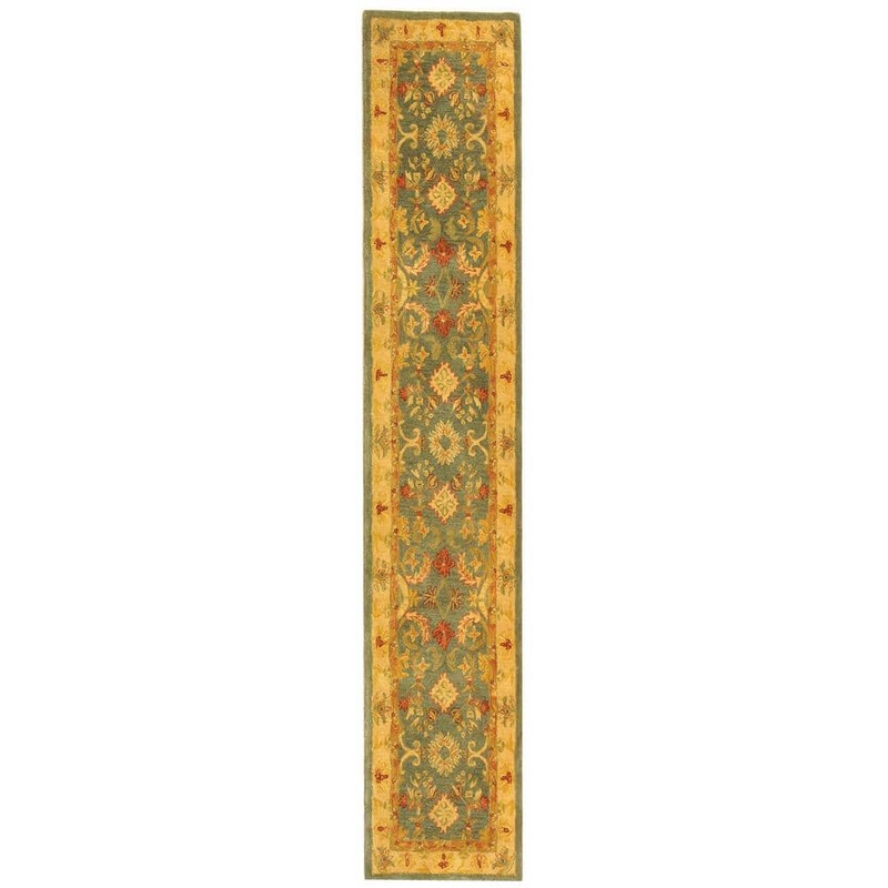 SAFAVIEH Anatolia Light Blue/Ivory 2 ft. x 15 ft. Floral Runner Rug AN544D-215