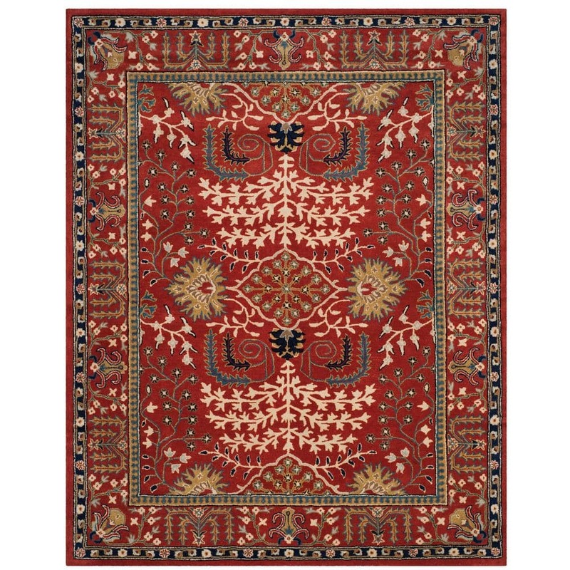 SAFAVIEH Antiquity Red/Multi 8 ft. x 10 ft. Border Area Rug AT64A-8