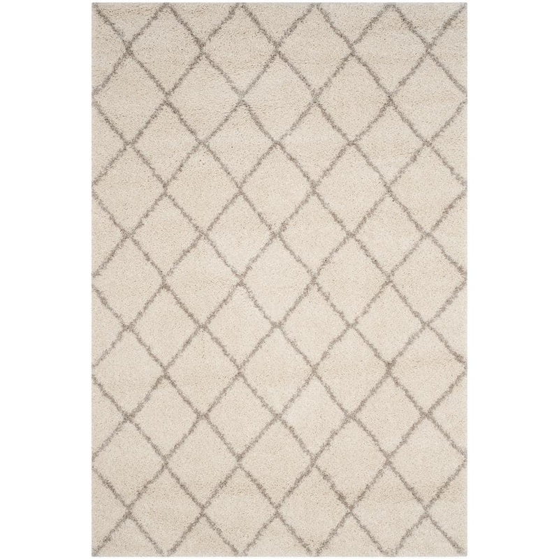 SAFAVIEH Arizona Shag Ivory/Beige 7 ft. x 9 ft. Geometric Diamond Area Rug ASG742A-7