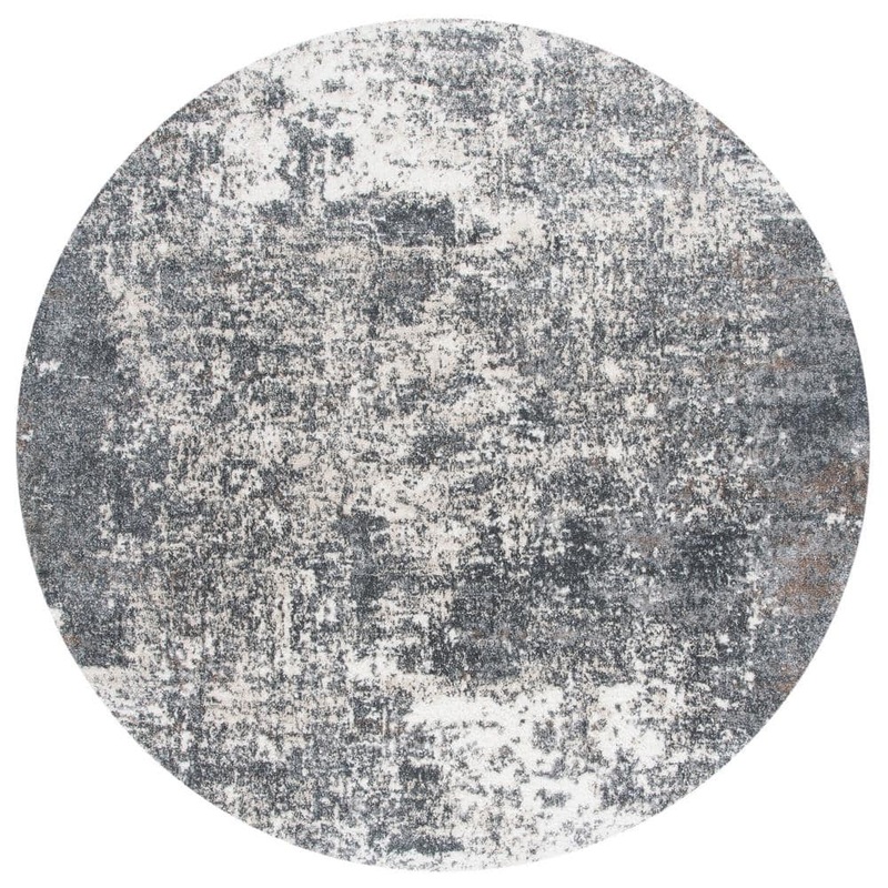 SAFAVIEH Aston Gray/Ivory 7 ft. x 7 ft. Distressed Abstract Round Area Rug ASN705F-7R