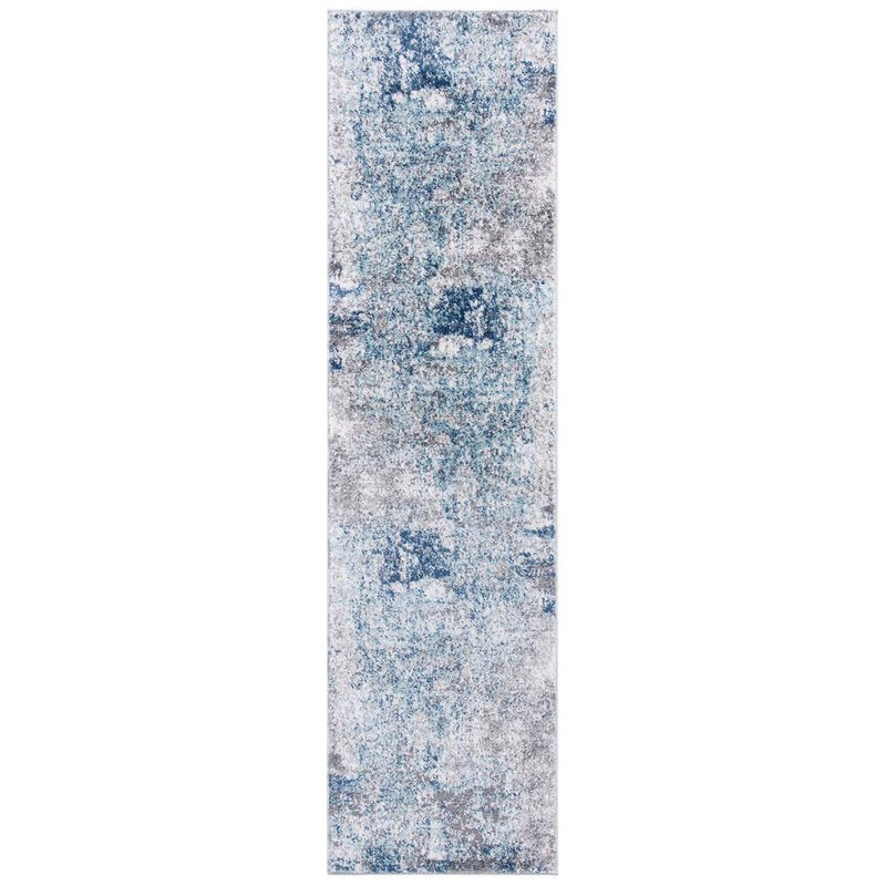 SAFAVIEH Aston Light Blue/Gray 2 ft. x 11 ft. Distressed Abstract Runner Rug ASN705M-211