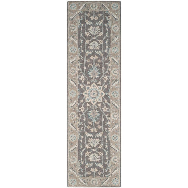 SAFAVIEH Blossom Dark Grey/Light Brown 2 ft. x 8 ft. Border Runner Rug BLM217A-28