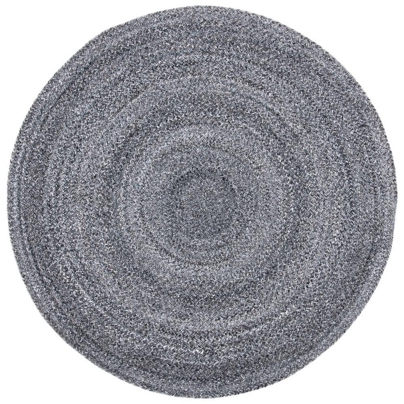 SAFAVIEH Braided Charcoal Doormat 3 ft. x 3 ft. Gradient Solid Color Round Area Rug BRD851H-3R