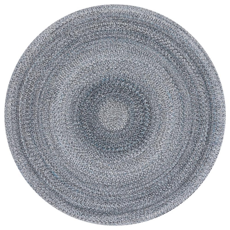 SAFAVIEH Braided Dark Gray Light Blue 4 ft. x 4 ft. Abstract Round Area Rug BRD804H-4R
