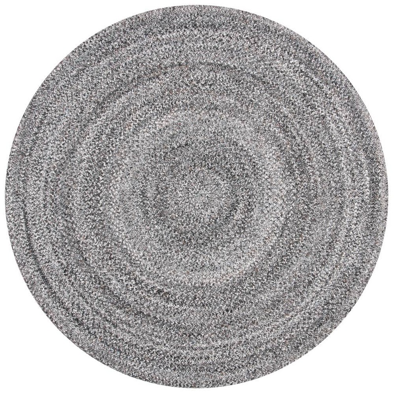 SAFAVIEH Braided Gray/Charcoal 9 ft. x 9 ft. Round Solid Area Rug BRD800F-9R