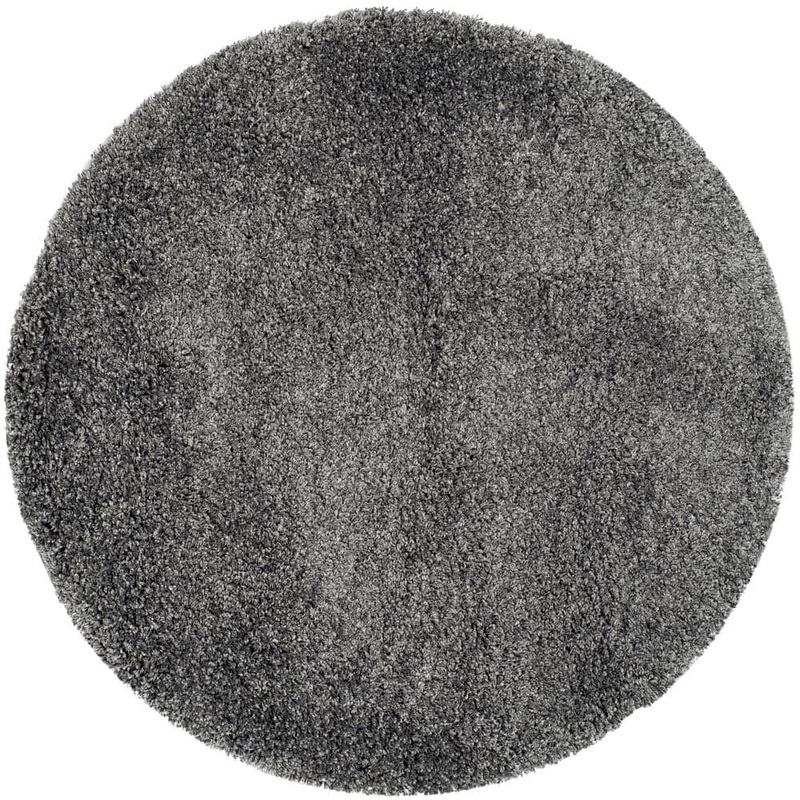 SAFAVIEH California Shag Dark Gray 9 ft. x 9 ft. Round Solid Area Rug SG151-8484-9R