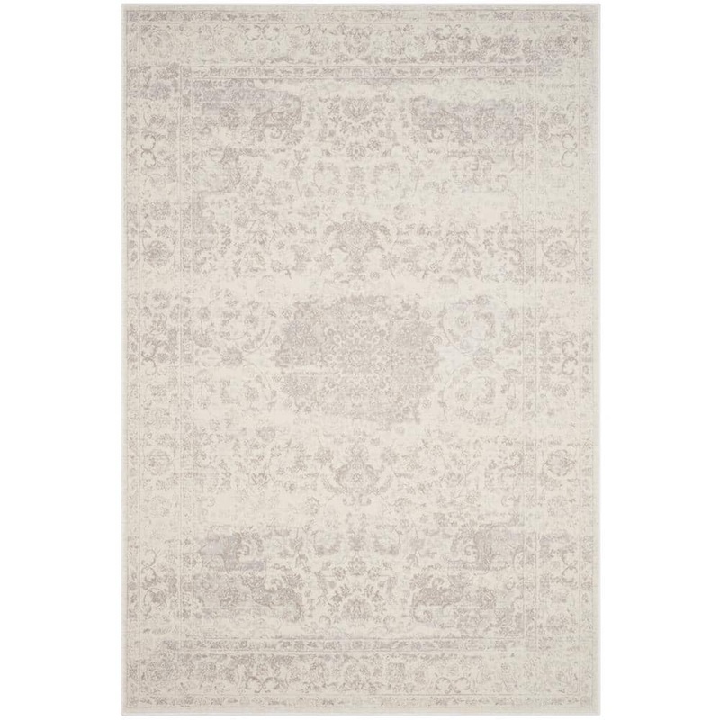SAFAVIEH Carnegie Cream/Light Gray 5 ft. x 8 ft. Border Distressed Area Rug CNG631C-5