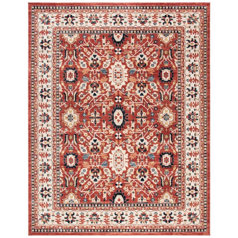 SAFAVIEH Charleston Red/Ivory 8 ft. x 10 ft. Floral Border Area Rug CHL412Q-8