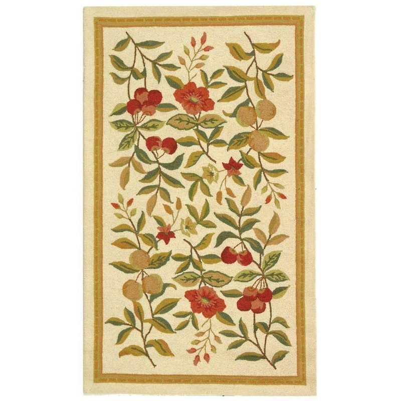 SAFAVIEH Chelsea Ivory Doormat 3 ft. x 5 ft. Solid Border Floral Area Rug HK210A-3