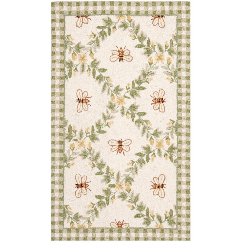 SAFAVIEH Chelsea Ivory/Green Doormat 3 ft. x 4 ft. Border Area Rug HK55A-24