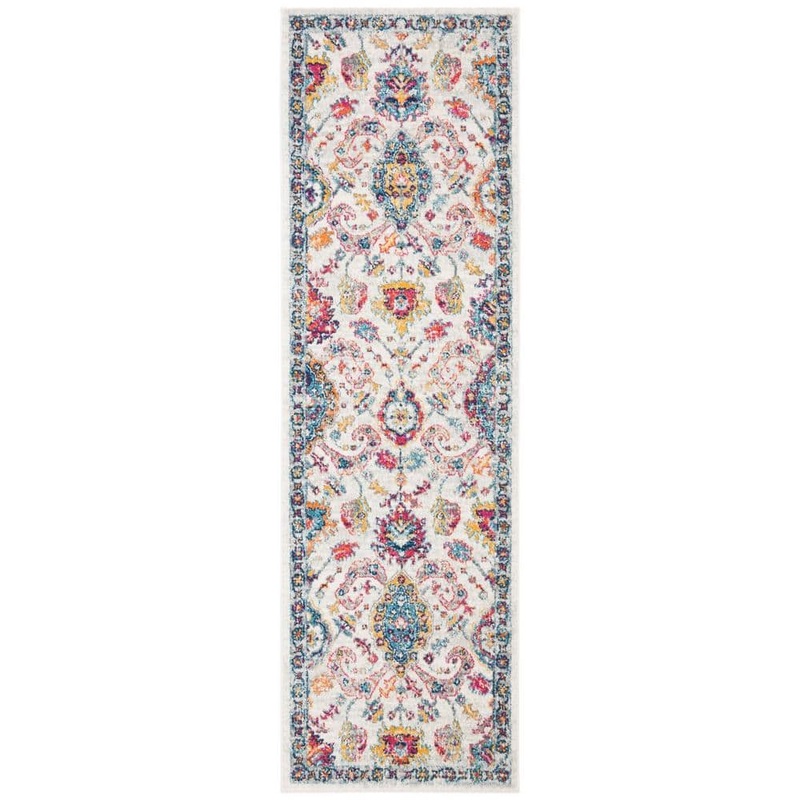 SAFAVIEH Evoke Cream/Orange 2 ft. x 7 ft. Border Runner Rug EVK255B-27
