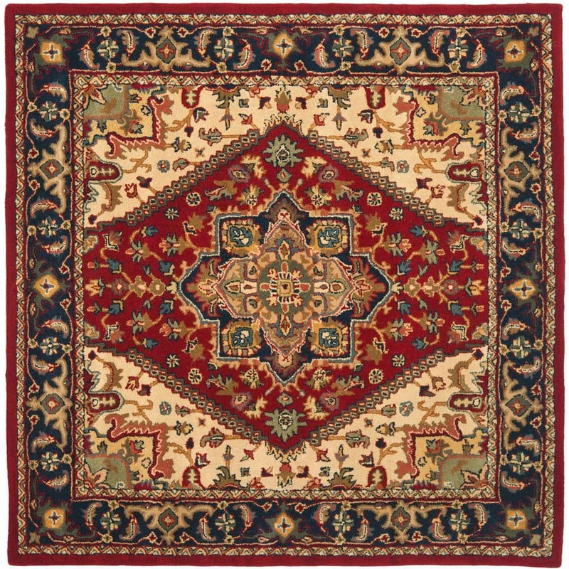 SAFAVIEH Heritage Red 4 ft. x 4 ft. Square Border Area Rug HG625A-4SQ