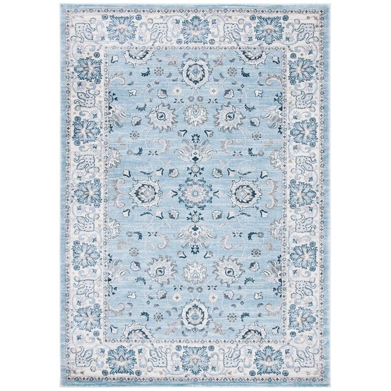 SAFAVIEH Isabella Light Blue/Cream 4 ft. x 6 ft. Speckled Floral Border Area Rug ISA940M-4