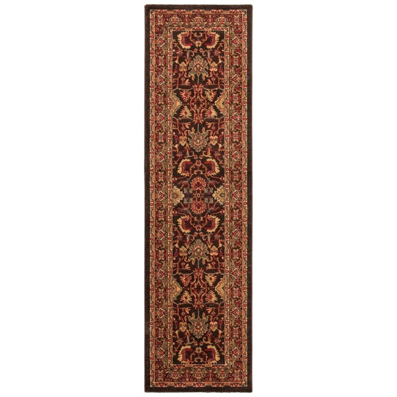 SAFAVIEH Mahal Brown/Beige 2 ft. x 8 ft. Border Floral Runner Rug MAH693T-28