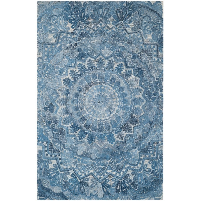 SAFAVIEH Marquee Blue/Ivory 5 ft. x 8 ft. Border Area Rug MRQ110D-5