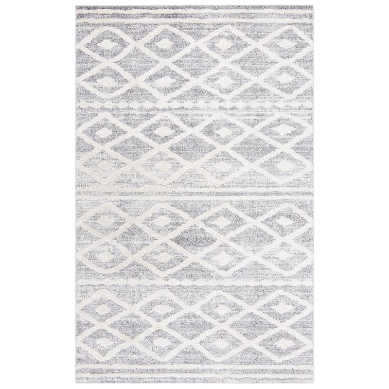 SAFAVIEH Martha Stewart Gray/Ivory 5 ft. x 8 ft. Striped Diamond Area Rug MSRS0730F-5