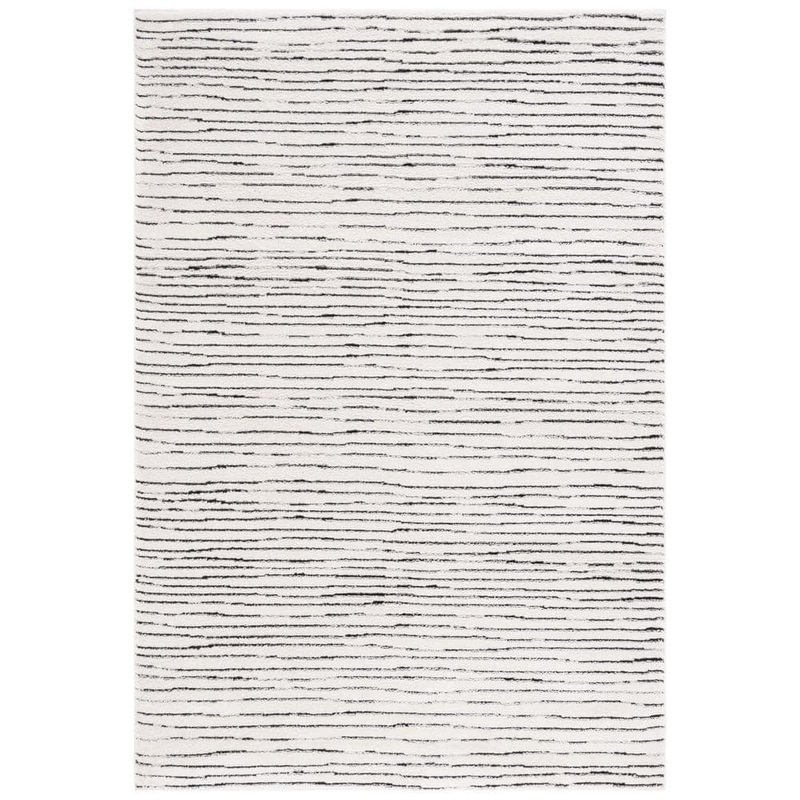 SAFAVIEH Melody Ivory/Black 9 ft. x 12 ft. Striped Area Rug MEL118A-9