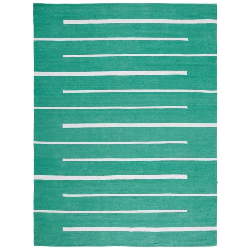 SAFAVIEH Montauk Dark Green/Ivory 8 ft. x 10 ft. Geometric Lines Area Rug MTK311Y-8