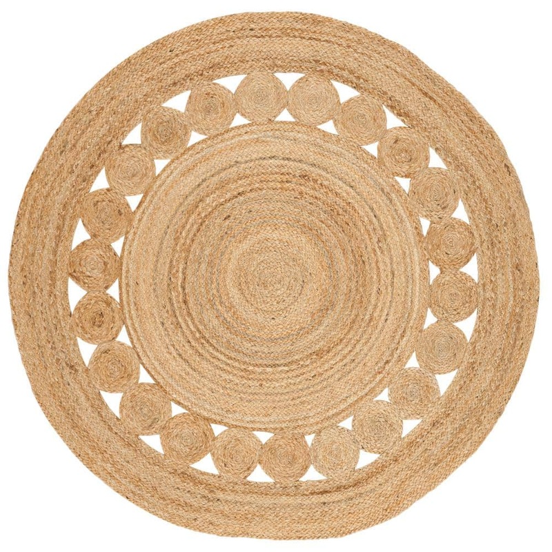 SAFAVIEH Natural Fiber Beige Doormat 3 ft. x 3 ft. Round Border Area Rug NF364A-3R