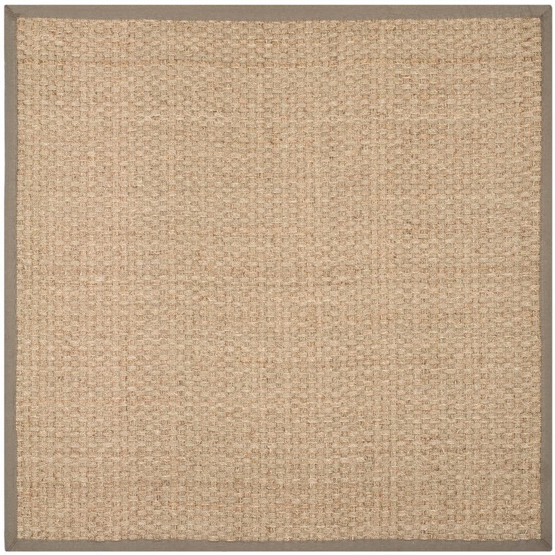 SAFAVIEH Natural Fiber Beige/Gray 5 ft. x 5 ft. Square Border Area Rug NF114P-5SQ