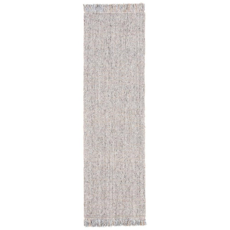 SAFAVIEH Natural Fiber Gray/Beige 2 ft. x 14 ft. Woven Thread Runner Rug NF826F-214