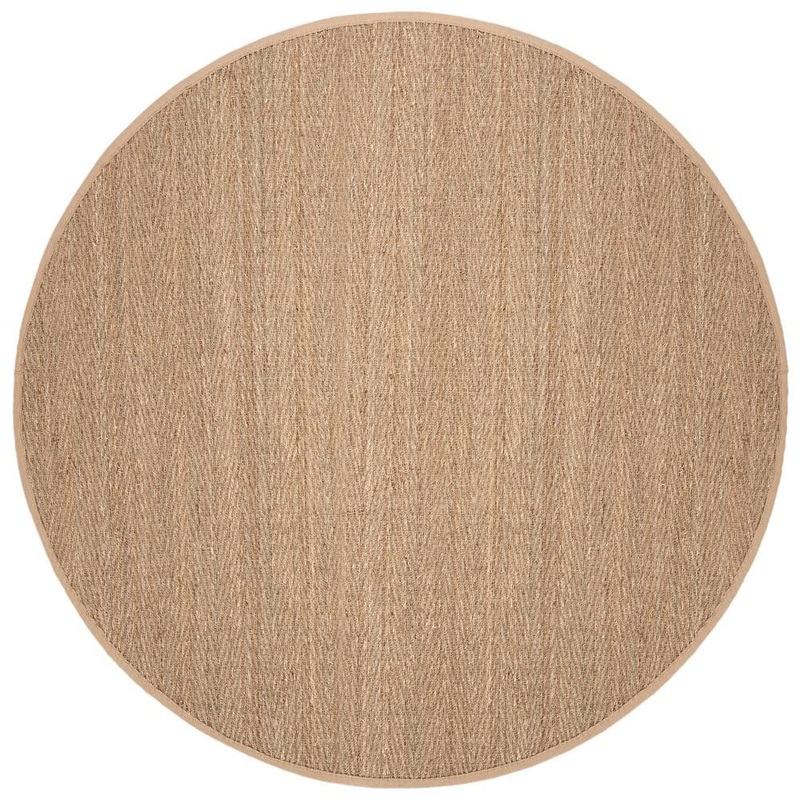 SAFAVIEH Natural Fiber Tan/Beige 8 ft. x 8 ft. Round Border Area Rug NF115A-8R