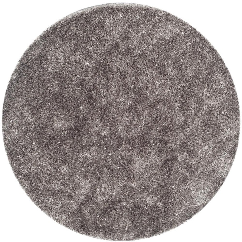 SAFAVIEH New Orleans Shag Gray 5 ft. x 5 ft. Round Solid Area Rug SG531-8080-5R