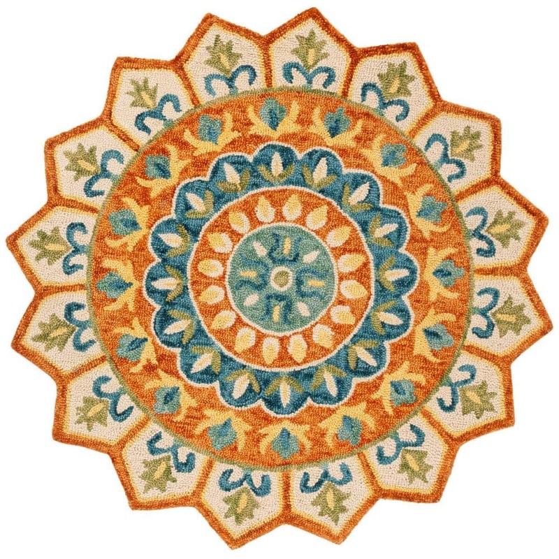 SAFAVIEH Novelty Rust/Ivory 7 ft. x 7 ft. Floral Border Round Area Rug NOV605P-7R