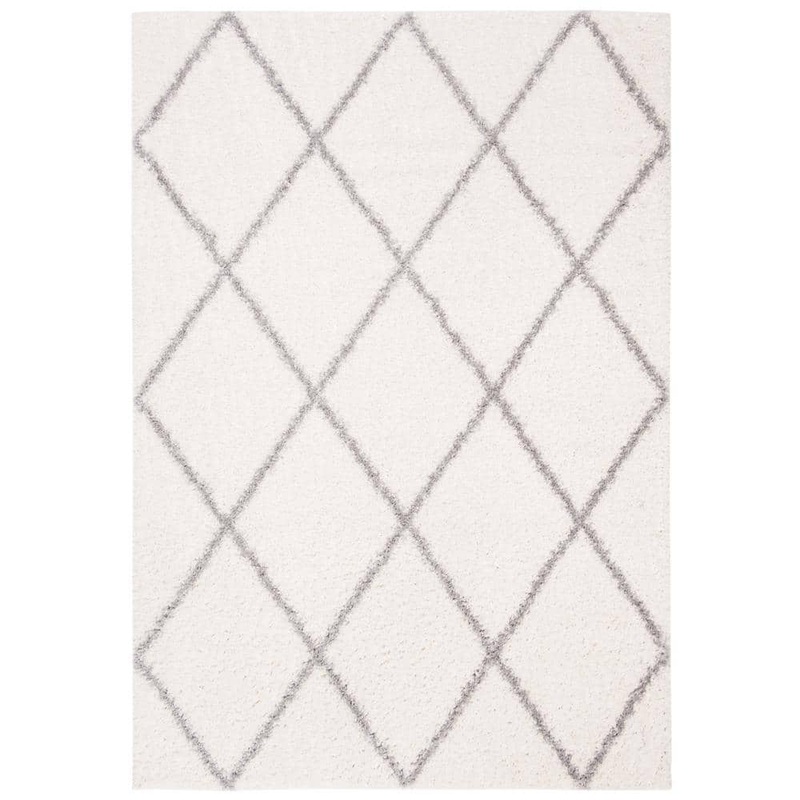 SAFAVIEH Parma Shag Cream/Gray 5 ft. x 8 ft. Geometric Area Rug PMA515A-5
